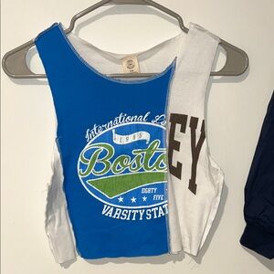Urban Outfitters Blue and White Boston Crop Top